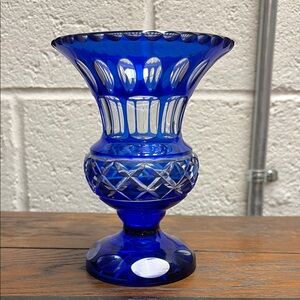 Czech Glass Cobalt Blue Vintage Vase